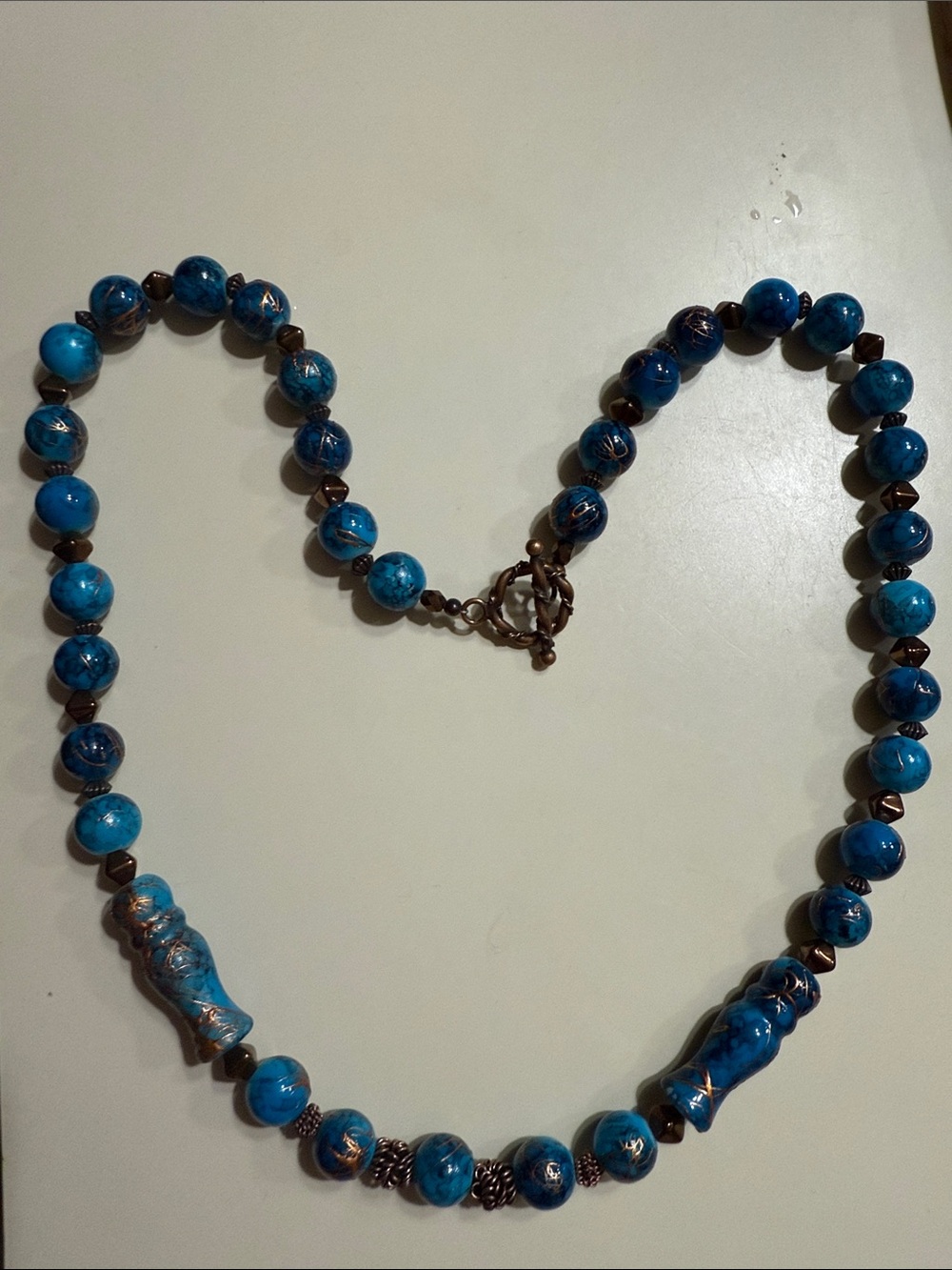 Handcrafted Blue Beaded Necklace - Elegant